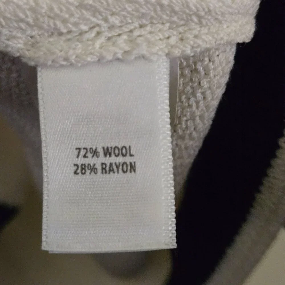 St. John Caviar Jacket Cream Black Santana Knit Full Zip 3/4 Sleeve Size 2